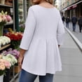 thumbnail image 5 of ClodeEU Women's Plus Size Crochet Lace Round Neck Top,Asymmetric Hem Long/3/4 Sleeve Blouse White,Womens Plus L, 5 of 7