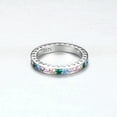 thumbnail image 2 of Bellitia Jewelry 925 Sterling Silver Colored CZ Stones Stackable Ring, Simulated Diamond Multi Color Eternity Bands Wedding Band for Women, 2 of 6