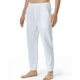 thumbnail image 1 of Tdoqot Mens Chinos Pants- Casual Cotton with Pockets Drawstring Comftable Elastic Waist Home Jogger Pants White, 1 of 6