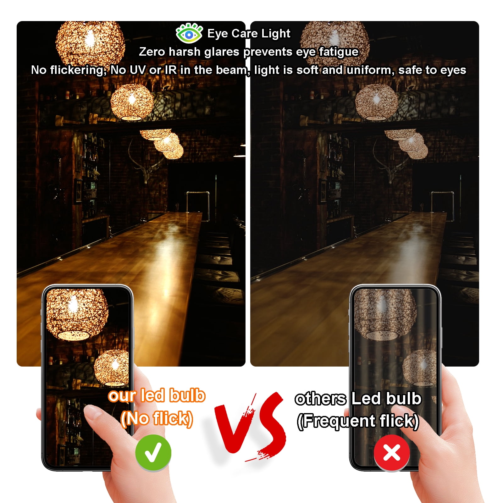 Leadleds LED 8W 100W Equivalent 2700K Warm White Decorative Light Bulbs, Enclosed Fixture Rated, 8-Pack