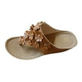 thumbnail image 1 of eczipvz Chaussures pour Femmes Sandales Compensées à Enfiler en Cuir Plateforme Pantoufle Confortable Plage Chaussures Compensées Habillées Été, Marron, 1 of 5