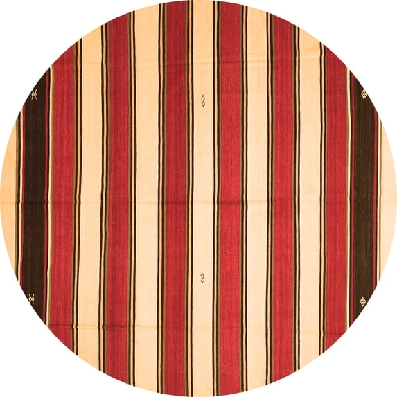 Ahgly Company Indoor Round Oriental Orange Traditional Area Rugs, 8' Round