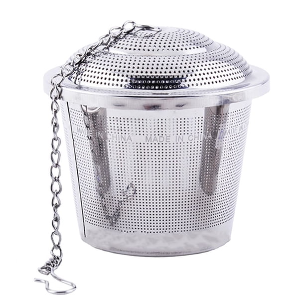 Colador de té de bola de condimento de malla de acero inoxidable con tapa y cadena extendida Methold JJ5789-05