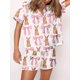 thumbnail image 5 of Conjunto de dos piezas Tsseiatte para mujer, con camisa abotonada de manga corta y pantalones cortos con estampado de lazo, ropa de dormir, 5 of 6