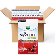 Vicks VapoCool CHERRY Severe Menthol Drops MAX STRENGTH cold Medicine for Sore Throat Remedy 18 Per Pouch (CASE OF 12)