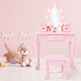 thumbnail image 3 of Bophy Girls' Vanity Table and Chair Set with Light, Kids Makeup Dressing Table with Wood Makeup Playset Toy, Kids Vanity Set with Mirror & Drawer for Age 4-9, Pink (STM-101PA), 3 of 8