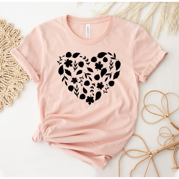 Fall Heart T-shirt Scary Tee Autumn Gift Floral Shirt Vibes Top Pumpkin Valentine Love Doodles Hello