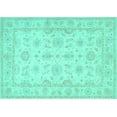 thumbnail image 1 of Ahgly Company Machine Washable Indoor Rectangle Oriental Turquoise Blue Traditional Area Rugs, 6' x 9', 1 of 4
