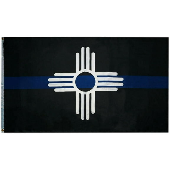 New Mexico Thin Blue Line Police Memorial 100D Woven Poly Nylon 3'x5' Flag