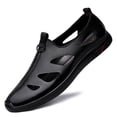 thumbnail image 3 of Sandalias de cuero genuino para hombres: livianas, elegantes y cómodas con pantuflas con suela de goma, 3 of 3