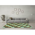 thumbnail image 3 of Ahgly Company Indoor Round Checkered Light Blue Modern Area Rugs, 4' Round, 3 of 4