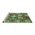 thumbnail image 2 of Ahgly Company Machine Washable Indoor Round Abstract Turquoise Blue Modern Area Rugs, 8' Round, 2 of 4
