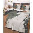 thumbnail image 2 of Vintage Sage Green Orange Summer Quilt Set Queen Size, Soft Microfiber Quilted Bedding Set with 2 Pillow Shams, Modern Abstract Art Lightweight All Season Bedspread Coverlet for Bedroom 90"x96", 2 of 6