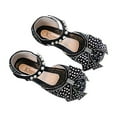 thumbnail image 2 of Piuwrlz Children's Versatile Peep Toe Sandals Girls Glitter Crystal Shoes Bow Lace-Up Dress Shoes Black Size 8 Years, 2 of 3