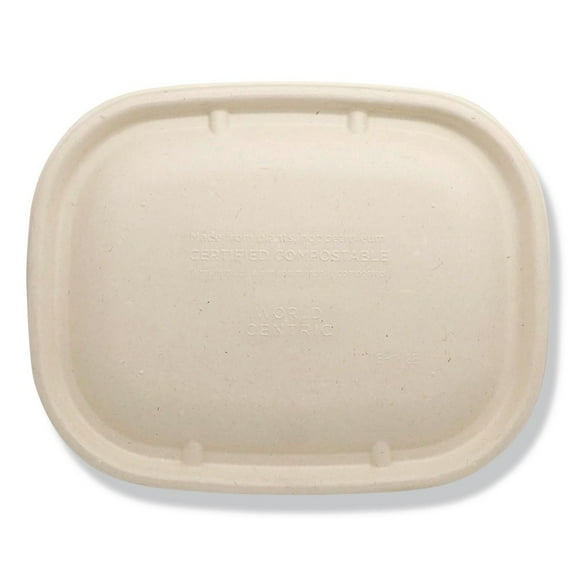 World Centric CTLSCU3LF 8.9 in. x 6.9 in. x 0.4 in. Paper Fiber Lids for Fiber Containers - Natural (400/Carton)