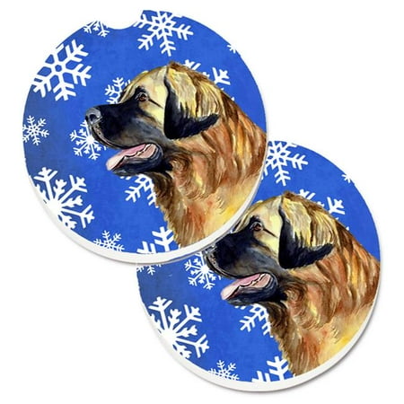 

Leonberger Winter Snowflakes Holiday Set of 2 Cup Holder Car Coaster