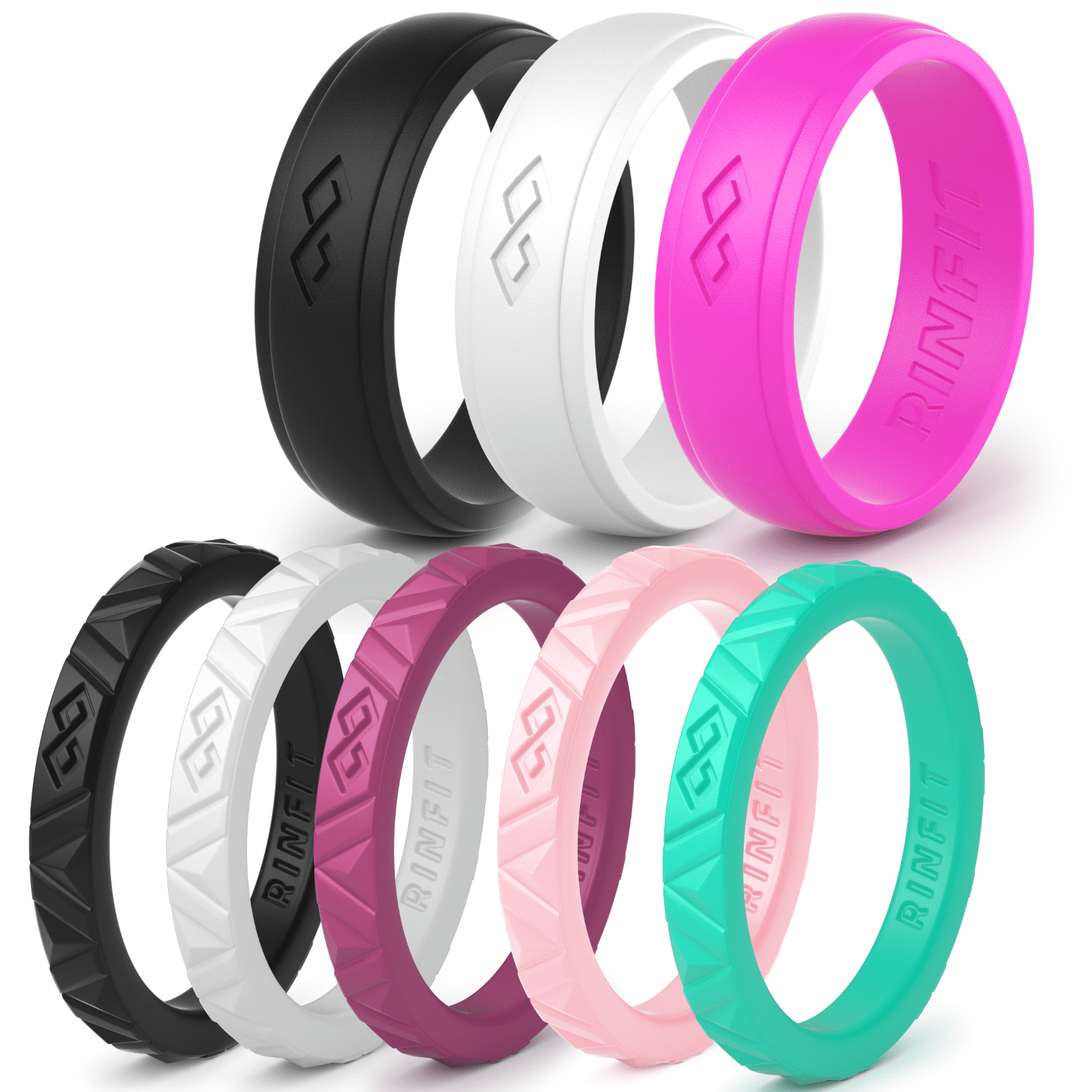 8/7 Pack Silicone Wedding Ring Band Rubber Men Women Flexible Gifts Size #4-9 