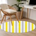 thumbnail image 5 of Yellow Stripe Round Area Rug 3 FT, Small Kitchen Bathroom Mat, Geometric Grey White Vertical Striped Washable Indoor Outdoor Throw Runner Carpet Non-Shedding Doormat for Table Shower Sofa Entryway, 5 of 9