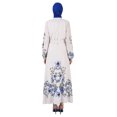 thumbnail image 5 of Beige - Blue - Floral - Button Collar - Unlined - Modest Dress - Refka, 5 of 5