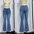 thumbnail image 4 of Women's Pants with Pockets,Women's High Waisted Jeans Wide Leg Button Fly Bell Bottoms Flared Solid Color Denim Pants, 4 of 9