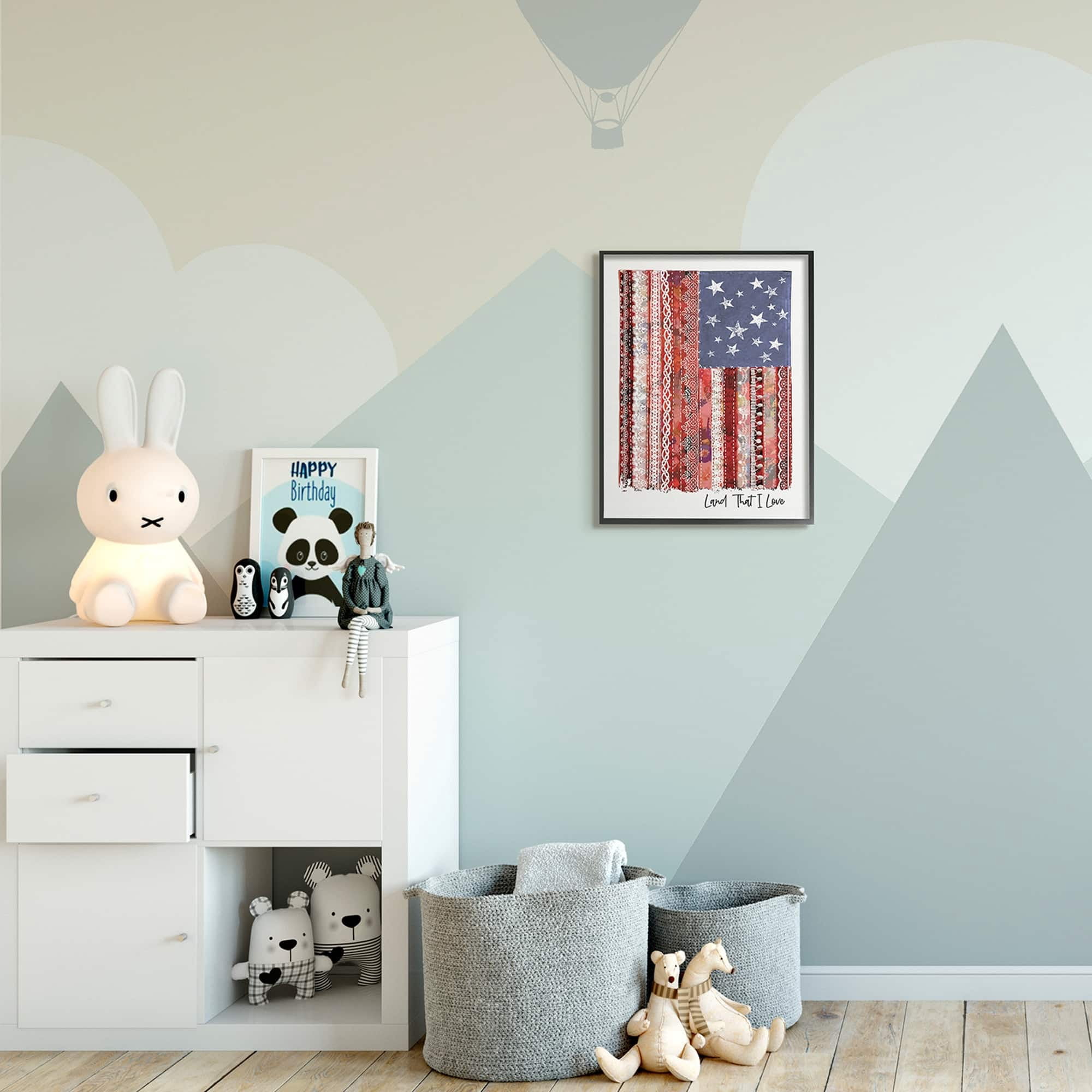 Stupell Industries Land That I Love Phrase Macramé American Flag,16 x 20,Designed by Erica Billups