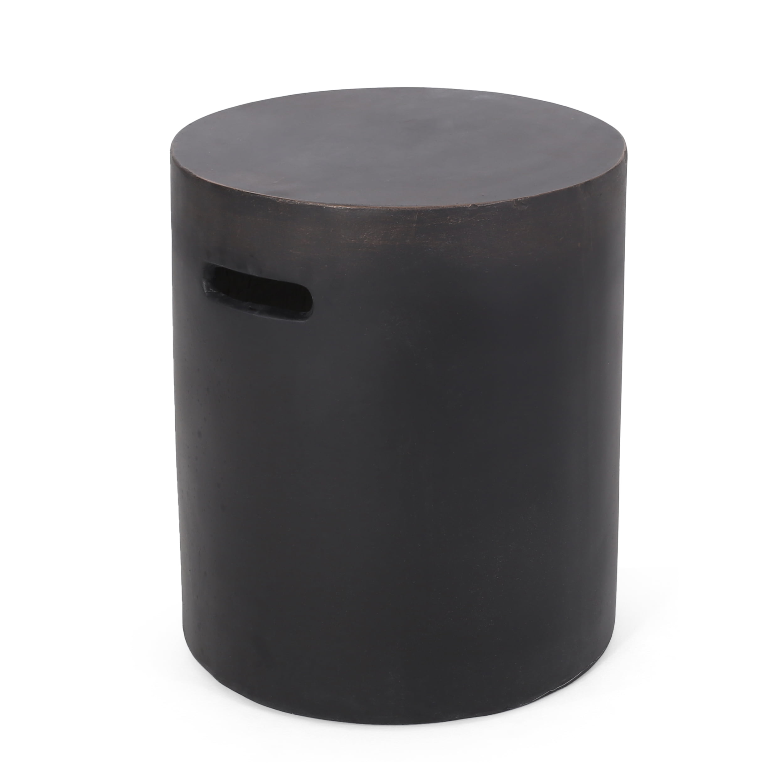 Mintazer Lightweight Accent Table with Concrete Finish, Round Side Table with Handle for Indoor, Outdoor, Copper