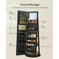 thumbnail image 4 of LED Mirror Jewelry Cabinet Standing Jewelry Armoire Organizer Box with Full-Length Mirror and Adjustable LED Lights Ink Black, 4 of 7