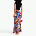 thumbnail image 2 of Womens Abstract Print High Waist Maxi Skirt, Colorful Swirl Pattern Lace-Up Slit Flowy Mermaid Skirt, Boho Y2K A-Line, 2 of 5