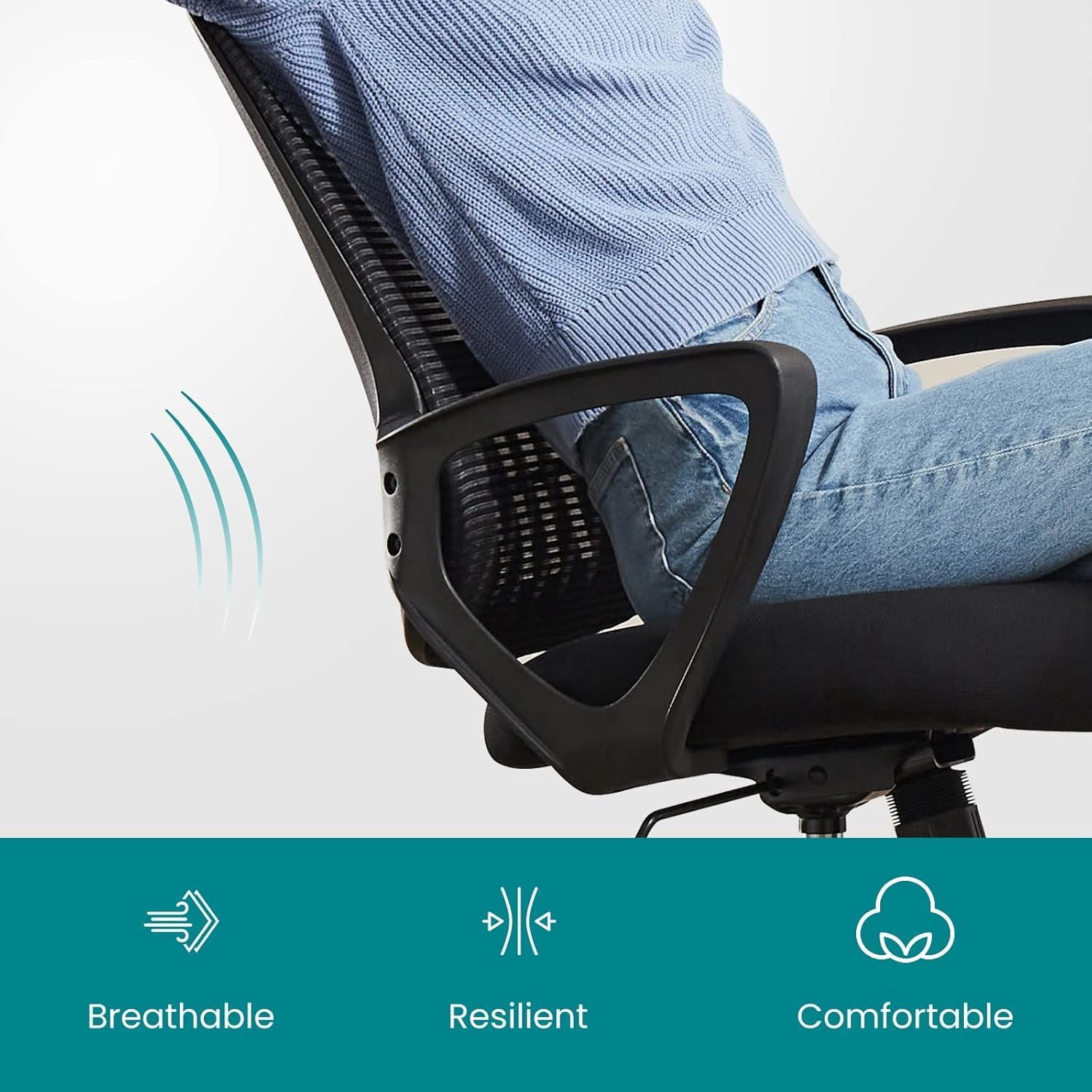 Ergonomic Mesh Office Chair with Lumbar Support - Adjustable Swivel Computer Chair, Black
