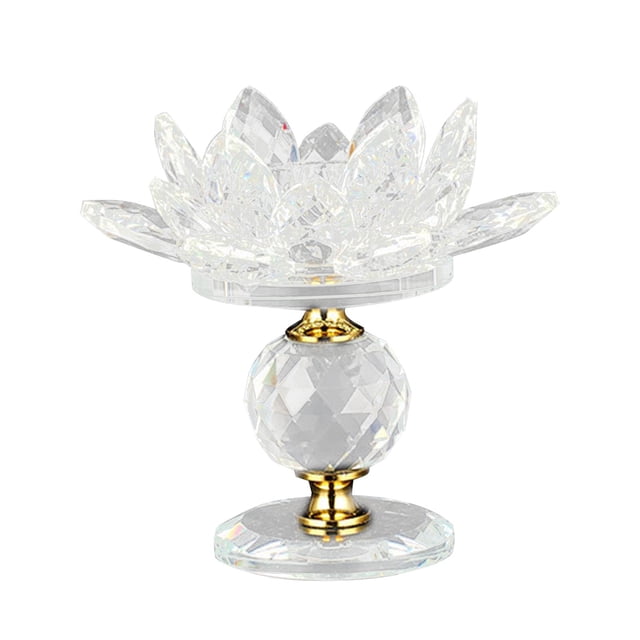 Portavelas de de vidrio, portavelas de pétalo de loto de vidrio decorativo, portavelas para decoración del hogar Claro