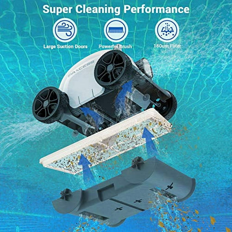 Cordless Robotic Pool Cleaner, Automatic Pool Vacuum with 60-90 Mins  Working Time, Rechargeable Battery, IPX8 Waterproof for Above/In-Ground  Swimming