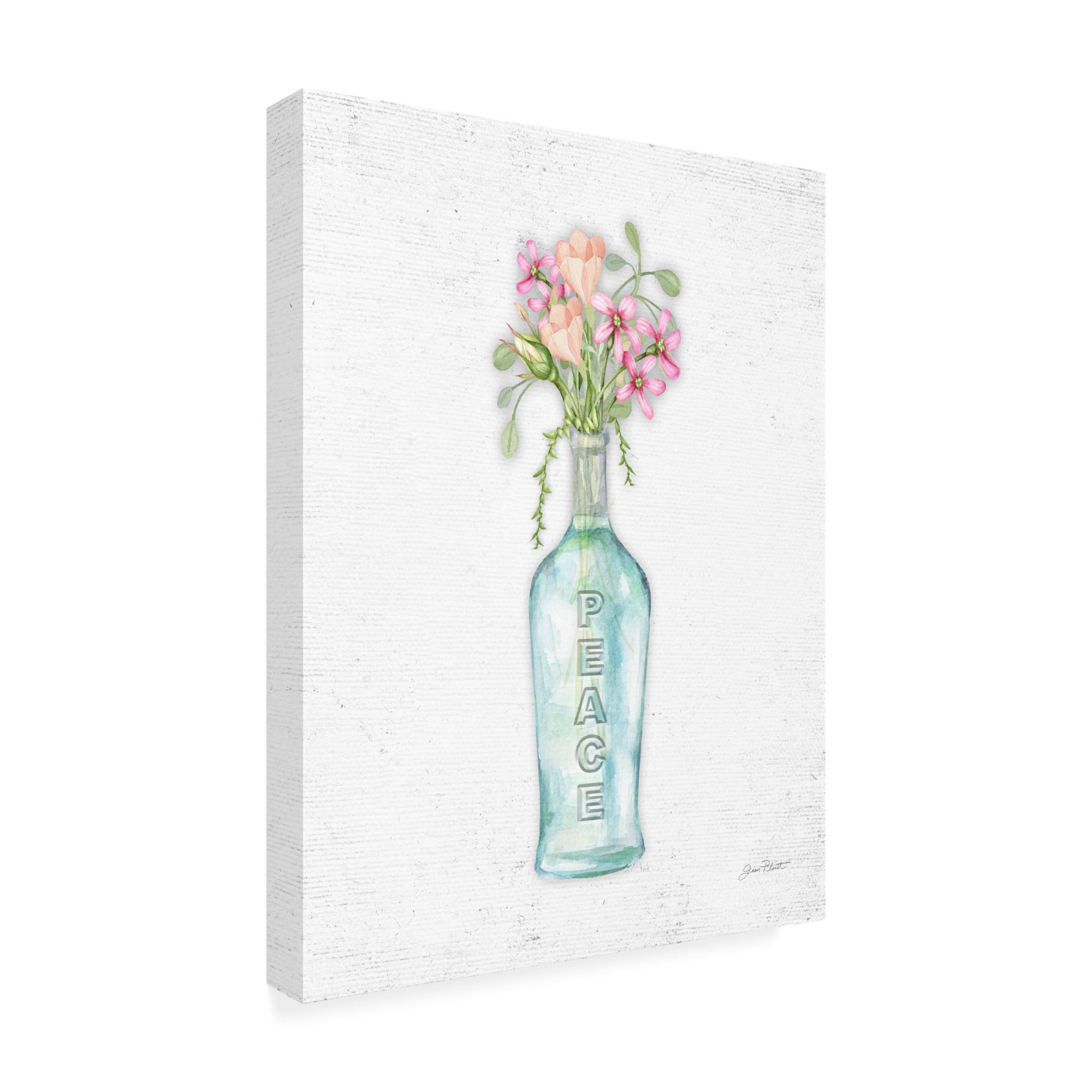 Canvas Wall Art - Jean Plout 'Florals In Bottles E' Wall Art for Living Room, Bedroom, or Office Décor by Trademark Fine Art - 24 x 32 Inches