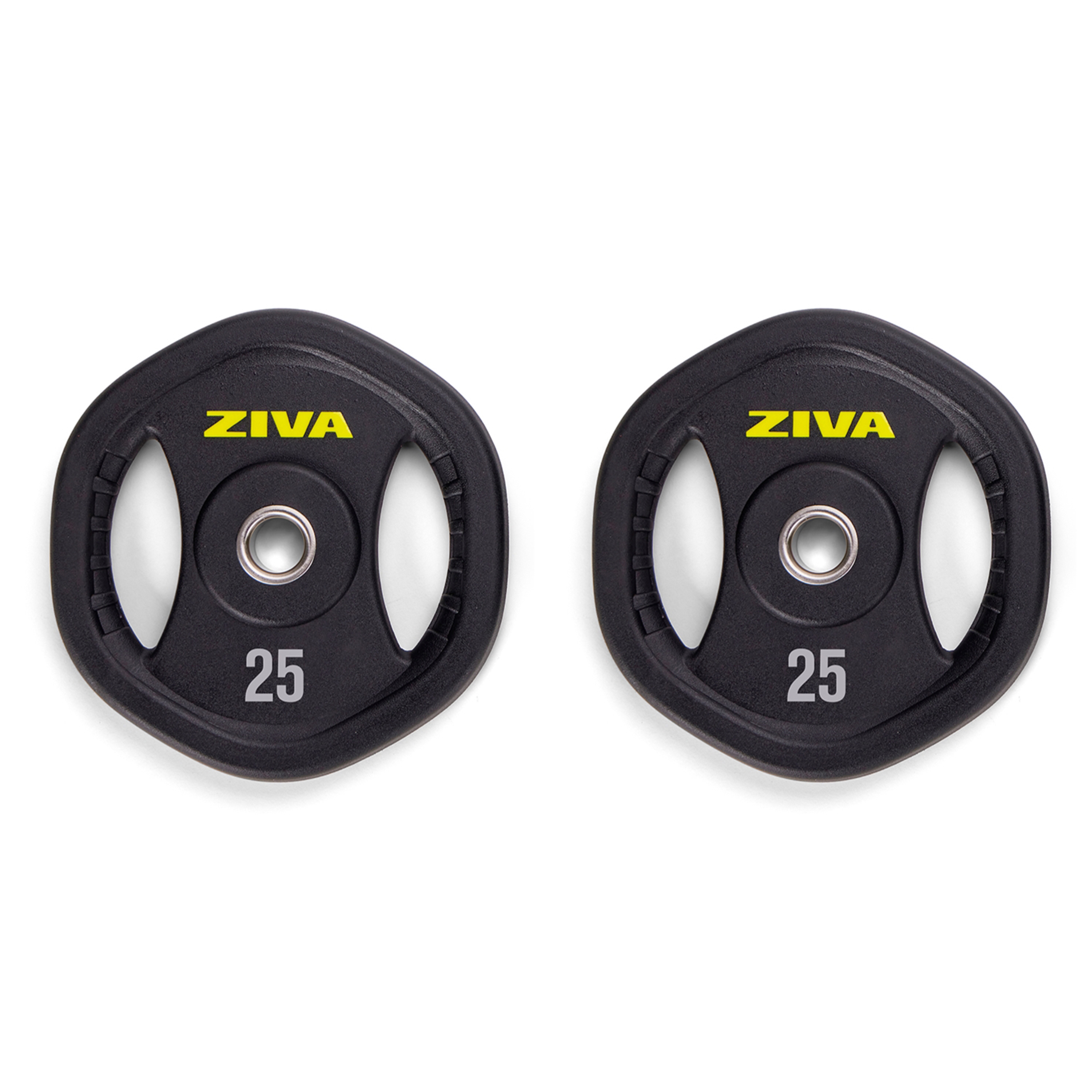 ZIVA Studio Barbell Weight Plates Pair of 25lb RPU Coated Solid Cast