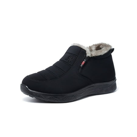

Eloshman Winter Shoes for Men Women Wide Width Plush Lined Casual Snow Ankle Boots Indoor or Outdoor Black (Men) 9.5
