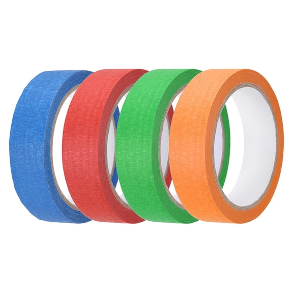 4pcs 1" x 22 Yard Colored Masking Tape, Red Orange Dark Blue Dark Green