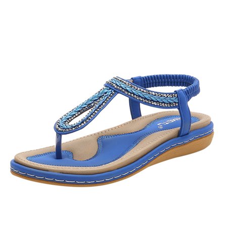 

VKEKIEO Round Toe Wedge Sandals For Women High Heel Platform Blue 8.5