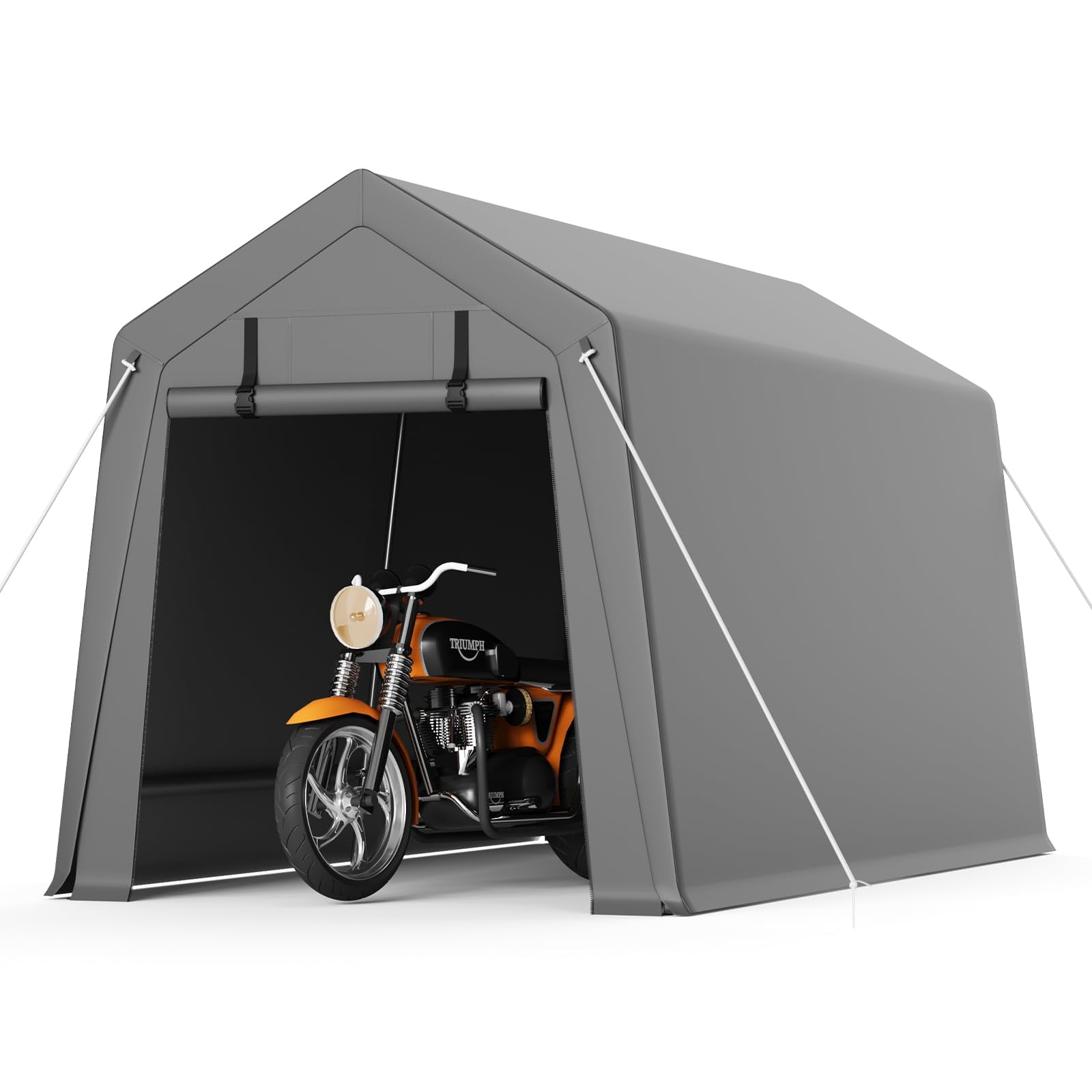 7x10FT Portable Outdoor Garage, Waterproof & UV-Resistant Portable Storage Shed with 2 Roll-Up Doors, Carport Tent for Motorcycle, Bike, and Tools