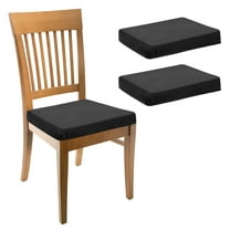 2 Pack PU Dining Chair Seat Covers, Stretch Chair Cushion Slipcovers, Waterproof Seat Protector for Dining Room, Kitchen, Bedroom, Black
