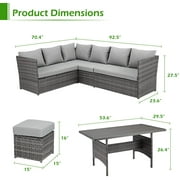 AECOJOY 7 Piece Patio Conversation Set, Outdoor Sectional Sofa Rattan Wicker Dining Furniture, Gray