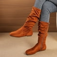 thumbnail image 5 of Pandaie Slouchy Knee High Boots for Women Classic Faux Suede Leather Low Heel Zip Pull on Fashion Long Tall Riding Boot for Fall Winter, 5 of 7