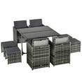 thumbnail image 1 of Outsunny 9 Pieces Wicker Patio Dining Set Outdoor Furniture Set, Grey, 1 of 10