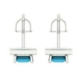 thumbnail image 4 of 14K Solid Gold Screw Back Stud Earrings for Women | 2.24 cttw Princess Cut Simulated Turquoise | White Gold, 4 of 5