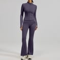 thumbnail image 5 of VISALY 2 Piece Tracksuit Sets Long Sleeve Zipper Jacket with Athletic High Waist Flare Long Leggings Slim Fit Casual Sport Workout Outfit Athleisure Tracksuit Jogger Loungewear Set Dark Purple Xxl, 5 of 8