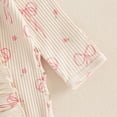 thumbnail image 6 of larppty Newborn Baby Girl Fall Winter Clothes Coming Home Outfit Ruffle Romper Cute Ribbed Knit Jumpsuit Headband, 6 of 7