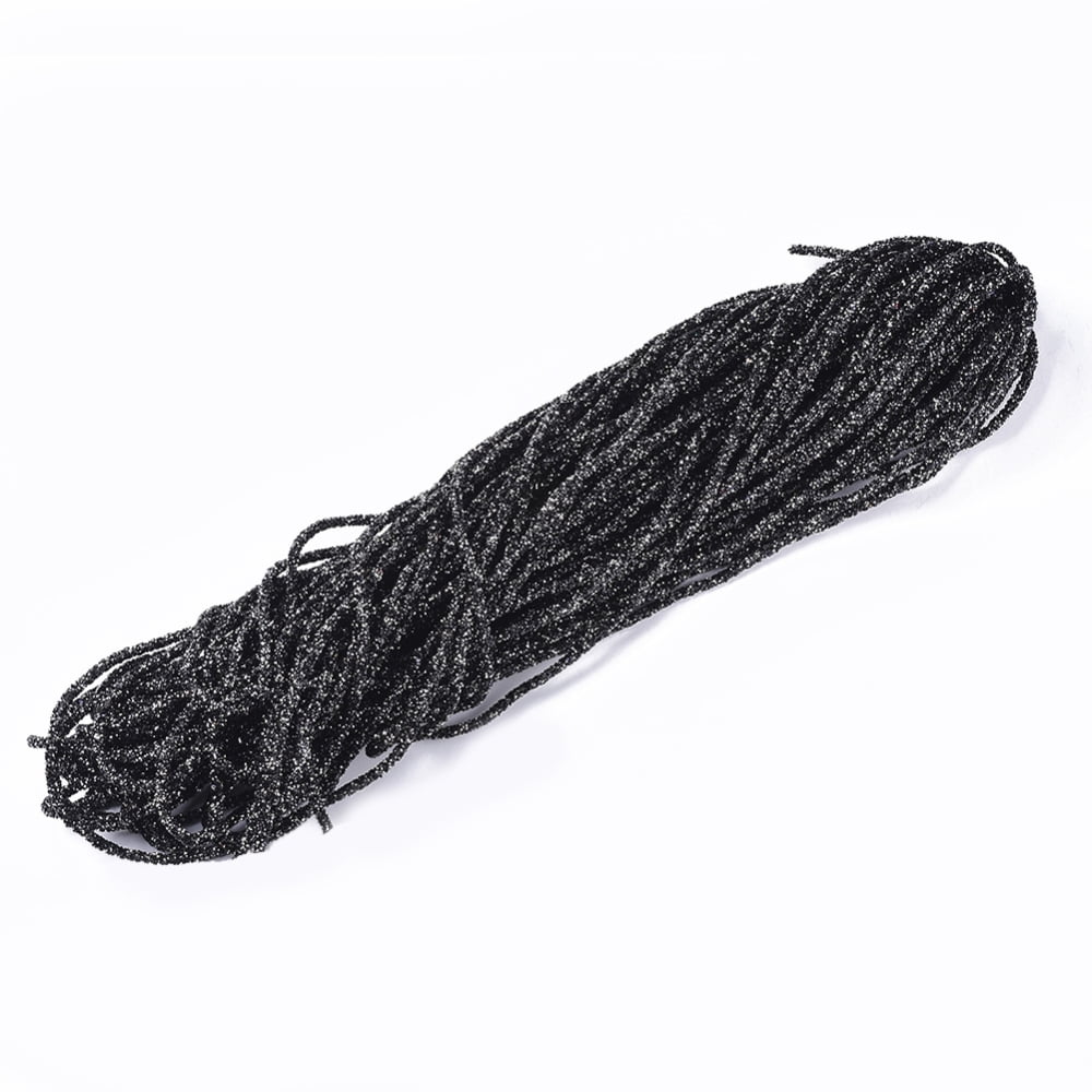 RR002B - 10 YDS - Black and Silver Rhinestone Glitter Tubing Rope Cord - 6mm Thick - 2mm Hole