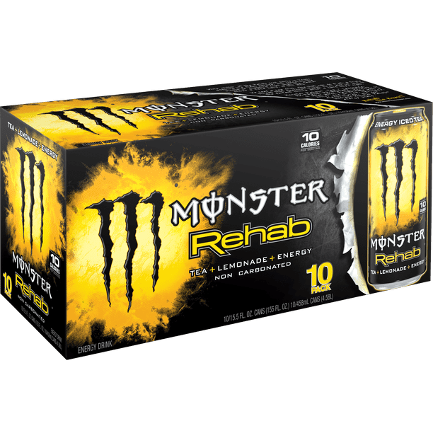 Monster Rehab Tea Lemonade Energy Drink, 15.5 Fl. Oz., 10 ...