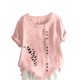 thumbnail image 1 of Camisetas de Manga Corta para las Mujeres Impreso Botón de Manga Corta Camiseta Blusa Poliéster, Ropa Casual Mirar Superior para las Mujeres, 1 of 8