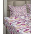 thumbnail image 5 of Ambesonne East Fitted & Top Sheet Set with Shams, Watercolor Peonies Art, Magenta Purple Yellow, 5 of 7