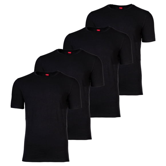 s.Oliver Camiseta para hombre, 4-Pack - Básica, Cuello redondo, Liso Negro XL (X-Large)