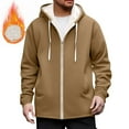 thumbnail image 3 of ZCFZJW Mens Full Zip Casual Hoodies Lightweight Soft Cotton Drawstring Hooded Sherpa Fleece Lined Thick Warm Pullover Sweatshirts Casual Long Sleeve Jackets with Pockets Coffee L, 3 of 9